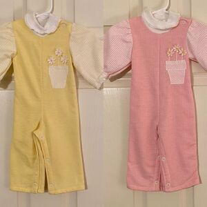 2pc VINTAGE BUNDLE PINK YELLOW GIRLS JUMPERS